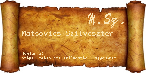 Matsovics Szilveszter névjegykártya